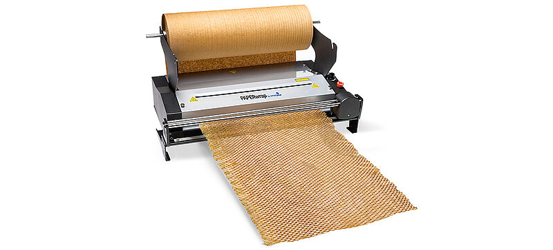 A paper machine for wrapping and cushioning small and fragile products.