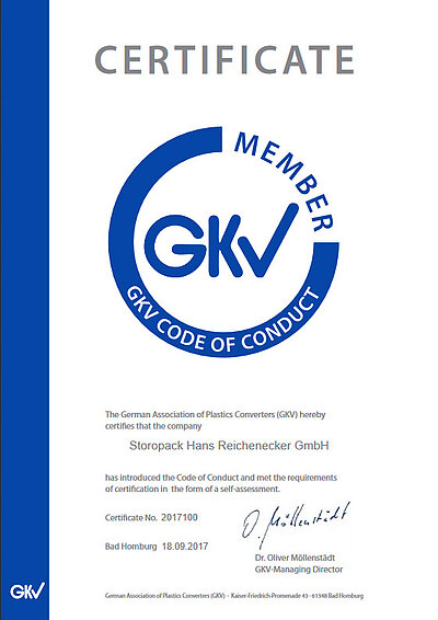 Certificat Code de conduite GKV