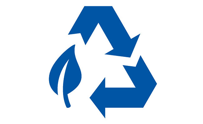 Un logo de recyclage bleu