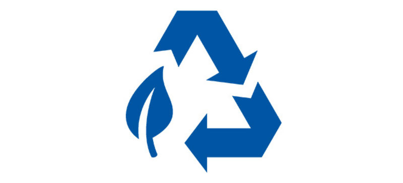 Un logo de recyclage bleu